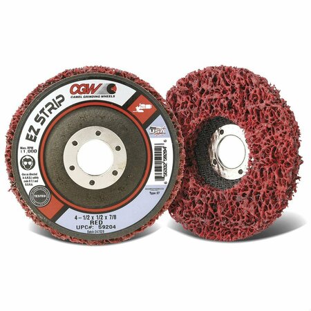 CGW ABRASIVES EZ Series Non-Woven Strip Wheel, 4-1/2 in Dia, 7/8 in Center Hole, Extra Coarse Grade, Silicon Carbi 59200